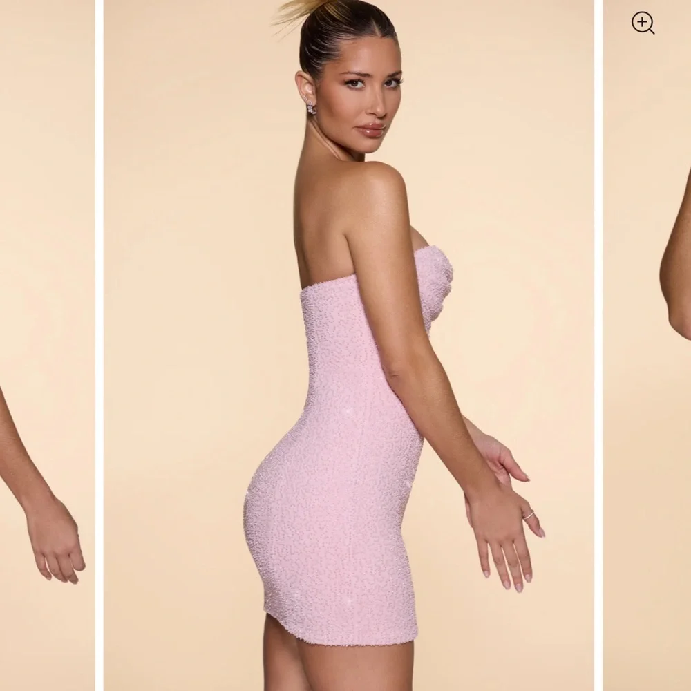 Oh Polly - Basel: Embellished Strapless Cowl Neck Mini Dress - Picture 3 of 6